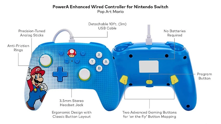 دسته بازی PowerA Enhanced Mario Pop Art برای Nintendo Switch